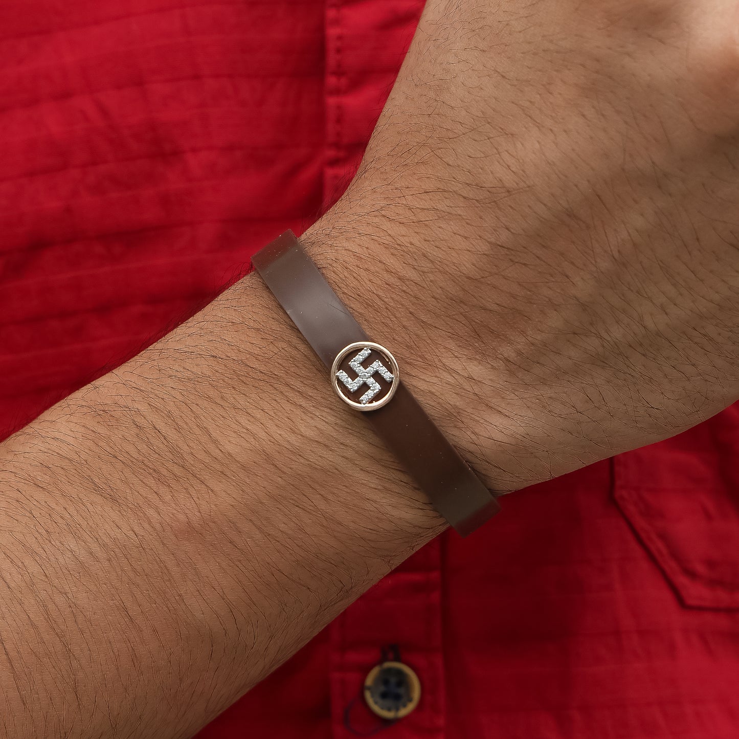 Classic Men's Silver Swastik Wristband