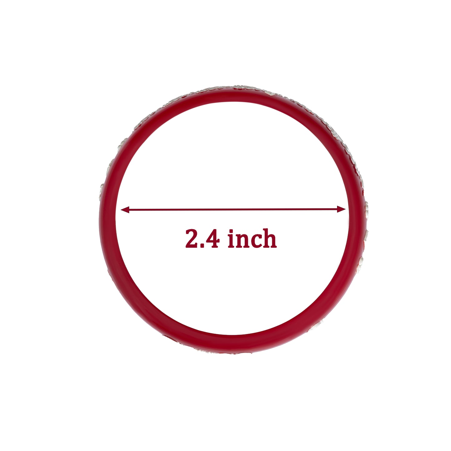 Traditional Red Bangles with Pure Silver Floral