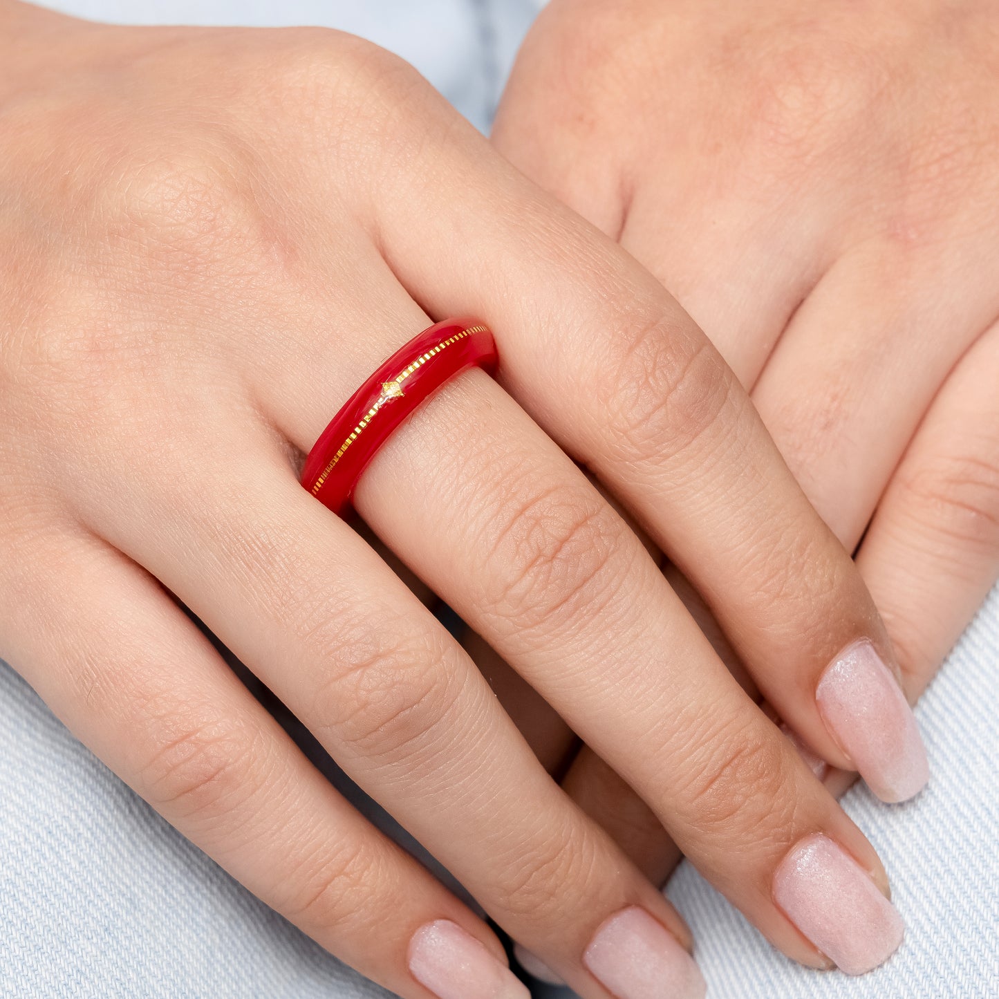 Elegant Red Enamel Gold Detailing