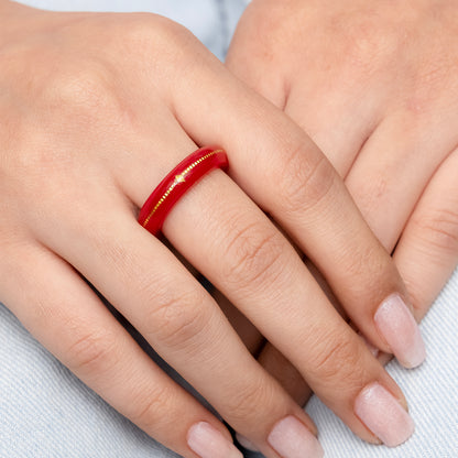 Elegant Red Enamel Gold Detailing