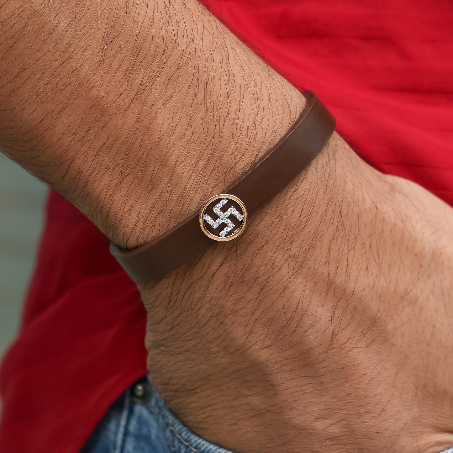 Classic Men's Silver Swastik Wristband