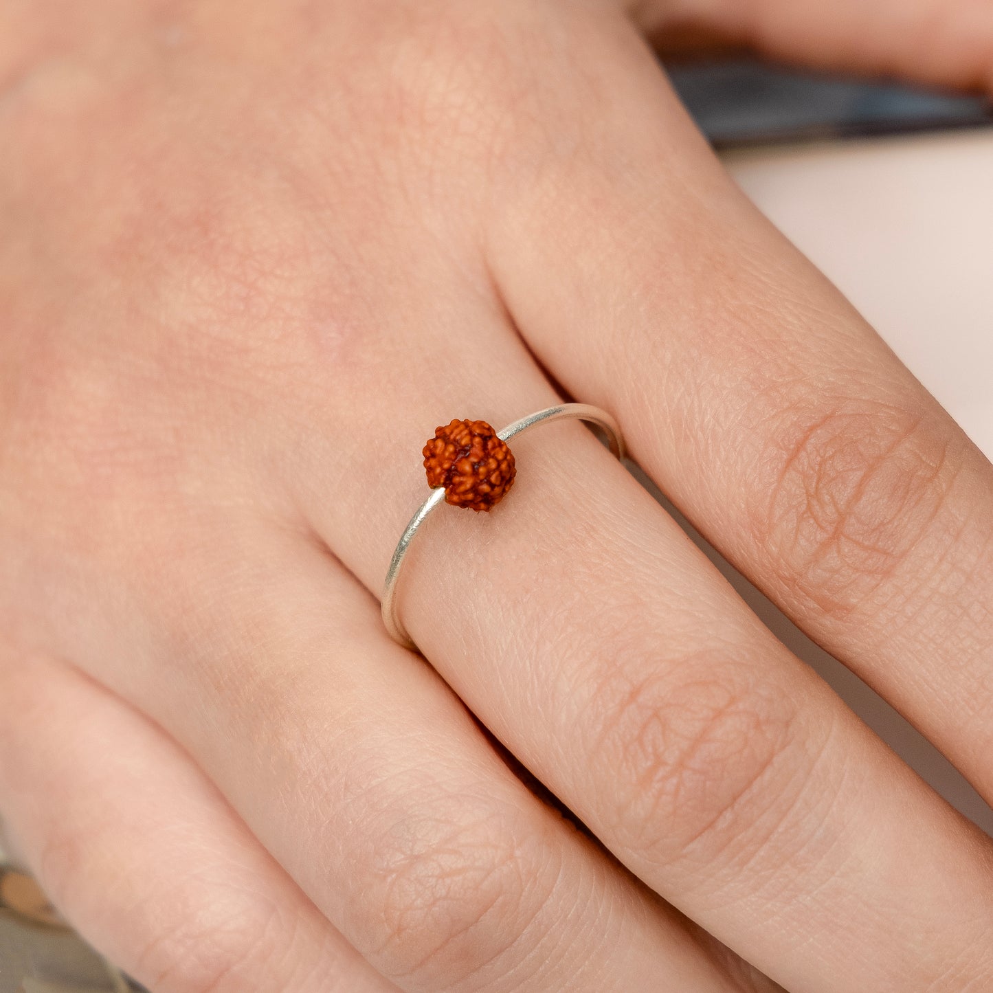 Silver Rudraksha Girls Ring