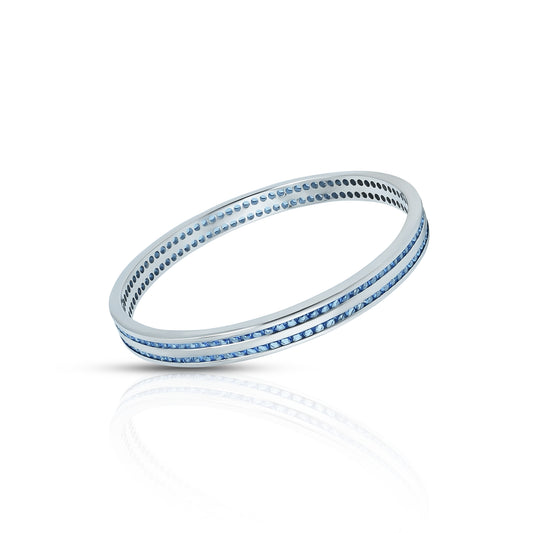 Silver bangles with blue stones for girls