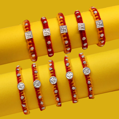 Swastik Charm Rakhi in Silver (combo)