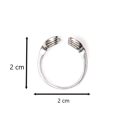 Adjustable Silver Heart Ring Cute Hand Gesture Love