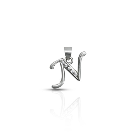 925 silver pendant featuring a sleek 'N' letter design