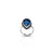 Elegant silver ring featuring drop-shaped blue gem design.