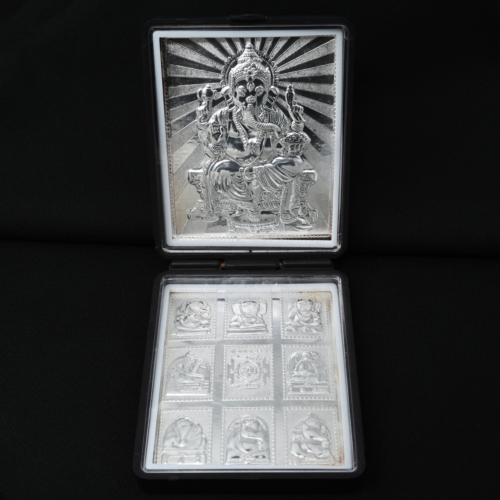 Silver Frame with Gourinandan Ganesh Ji for Spiritual Decor