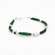 Stylish silver bracelet for girls with a pink evil eye and vibrant green and silver beads