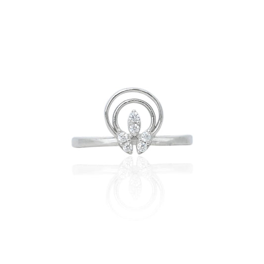 Silver White Gem Trio Girls Ring