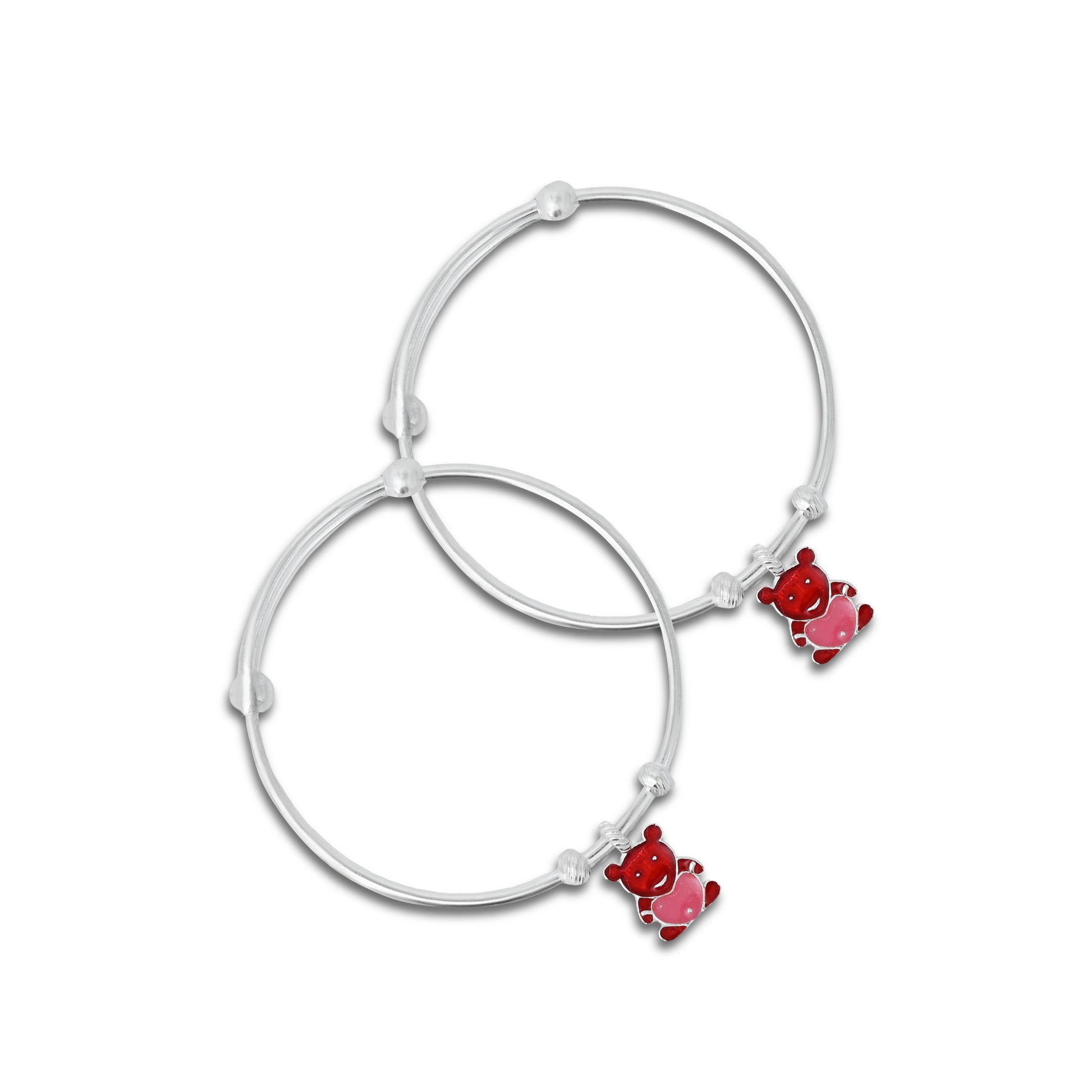 Silver Center Red Teddy Bear Kada Payal for Baby – Khushbu Jewellers