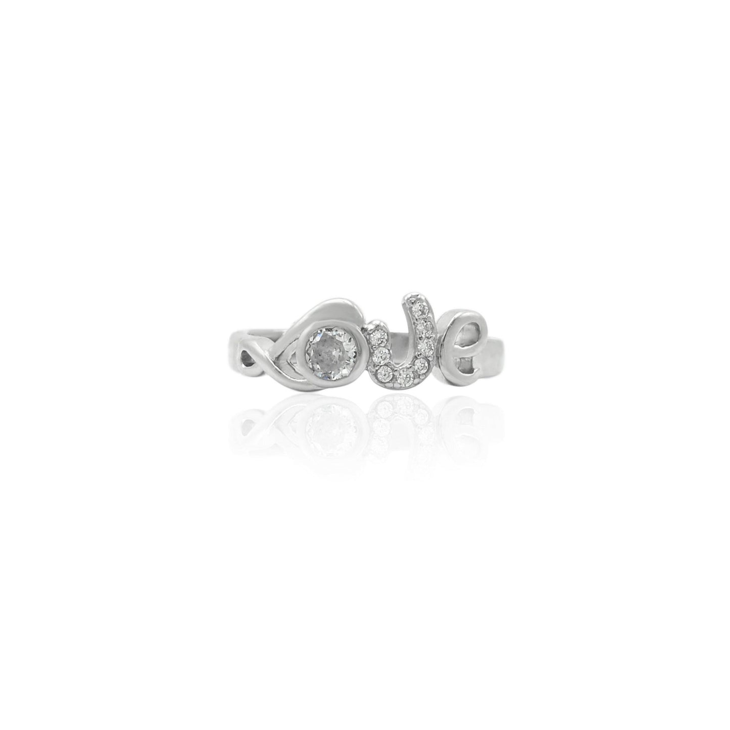 Sterling Silver Love Statement Ring with CZ Stones