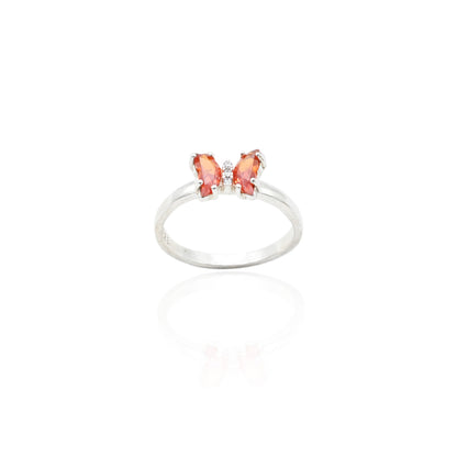 Silver Swing Orange Butterfly Ring