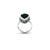 Silver Center Black Drop Shape Ring for Girls