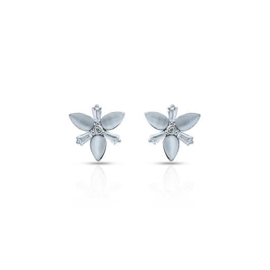 Sterling silver stud earrings featuring a delicate flower design