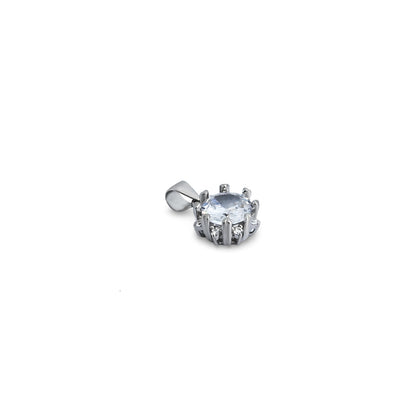 Stylish silver pendant with a sparkling CZ stone at the center and a floral design for girls