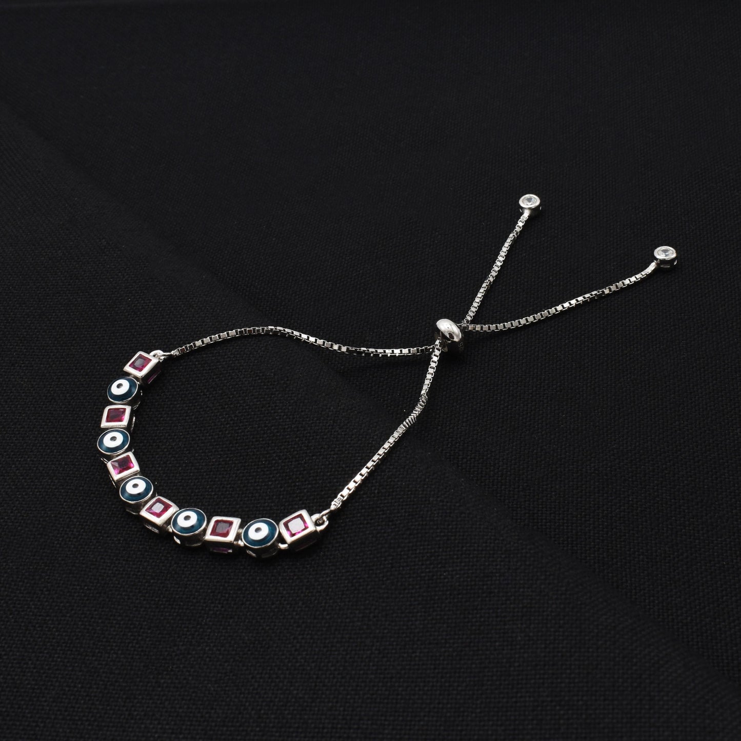 Stylish silver bracelet with multiple colorful gems, perfect for any occasion