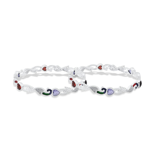 Silver Luxury Peacok's Heaven Bangles for Women