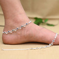 Elegant Silver Anklet with Diamond Stones & Ghungroo – Ideal Accessory for Cultural Events.
