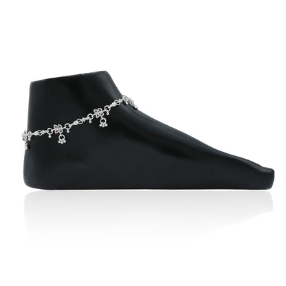 Stylish silver anklet featuring a one-of-a-kind design for a bold look