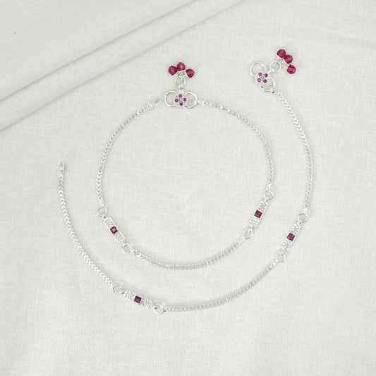 Trendy Lightweight Silver Anklet Chain Pattern