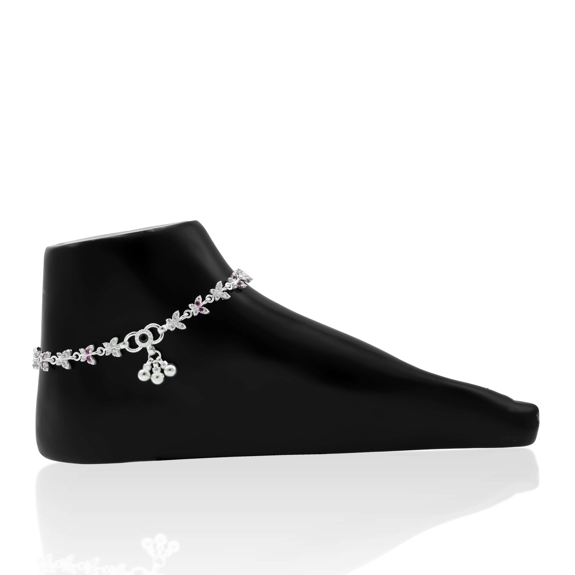 Elegant silver anklet for women with intricate butterflies inspired by spring