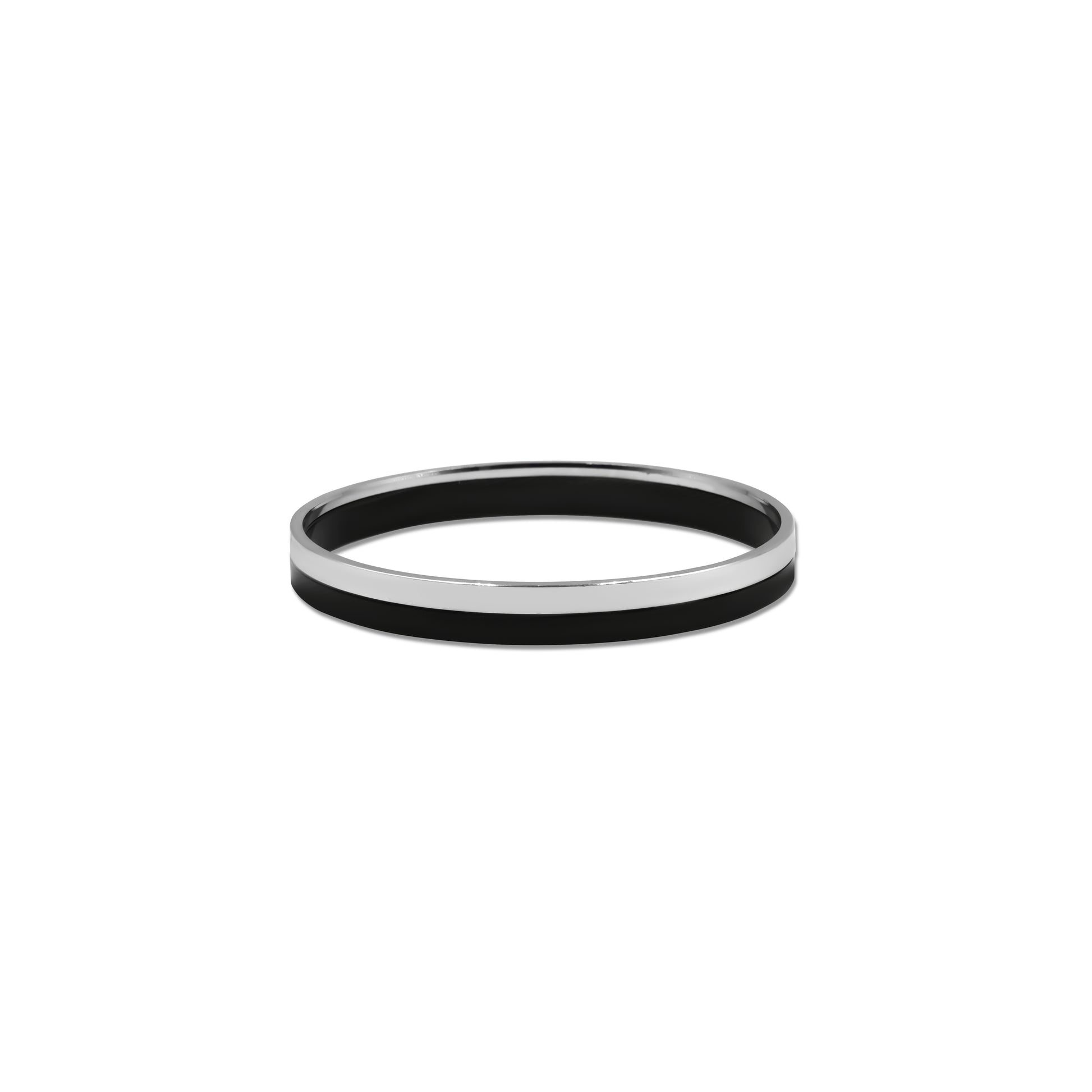 Sleek black and silver men's kada with a bold and modern design