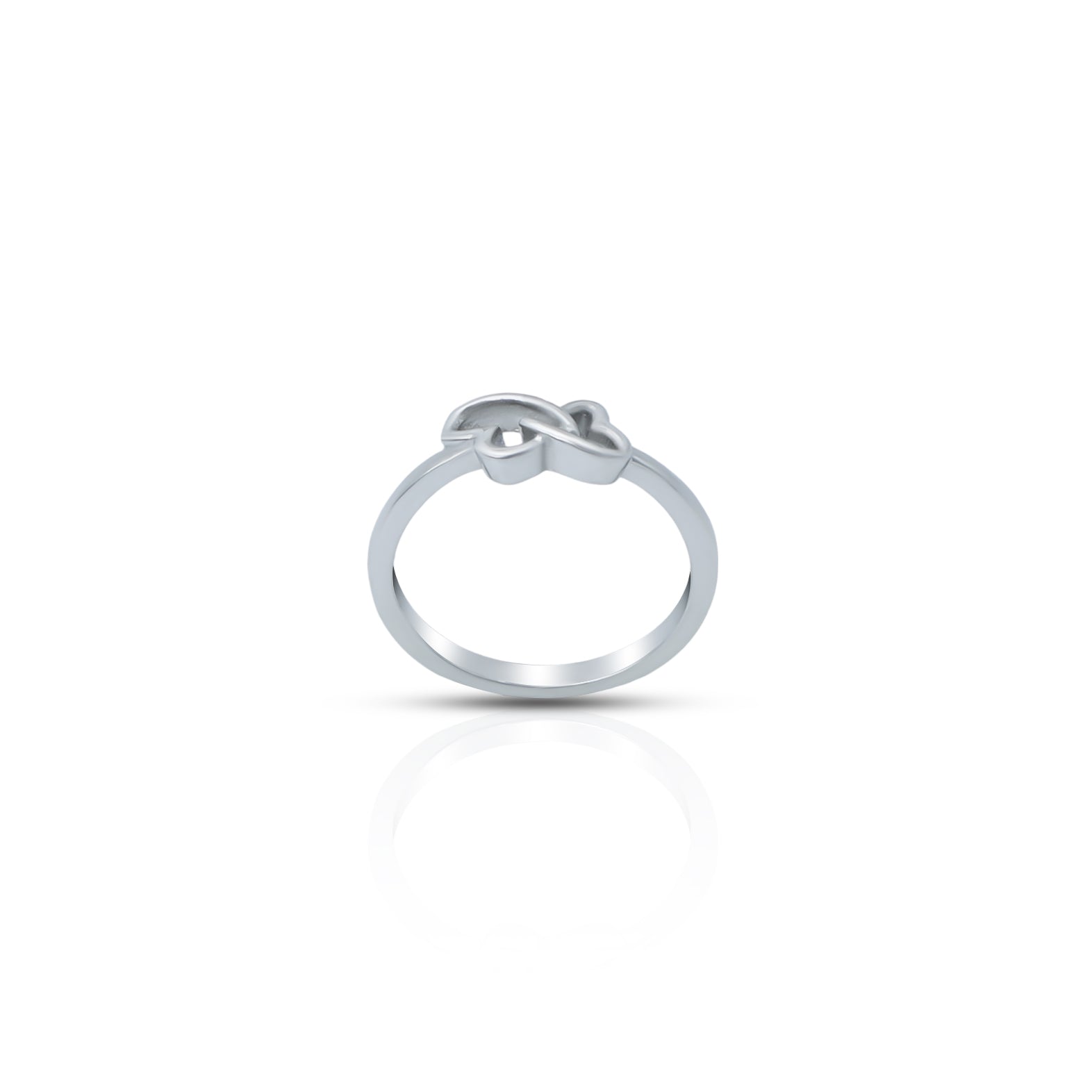 Elegant sterling silver interlocked hearts ring, perfect for meaningful connections.