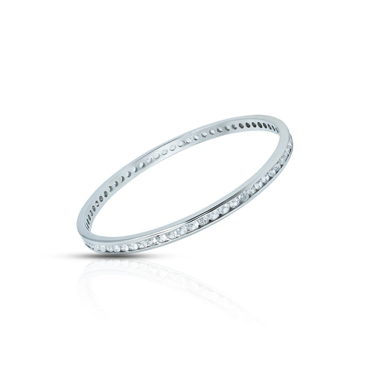 Silver designer bangles adorned with multiple white stones