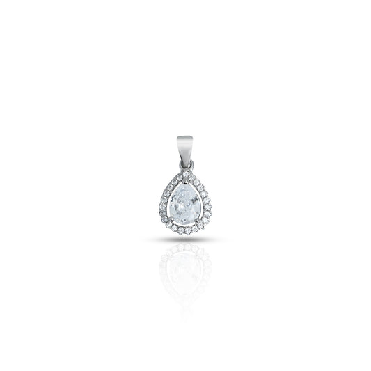 Silver pendant featuring a unique drop design with a center CZ stone for girls