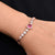 Sterling Silver Red Gem Stone Flower Design Bracelet for Boys