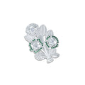 Flower and leaf design silver saree pin