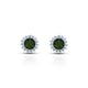 Silver stud earrings featuring vibrant green stones