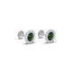 Elegant green stone stud earrings set in silver