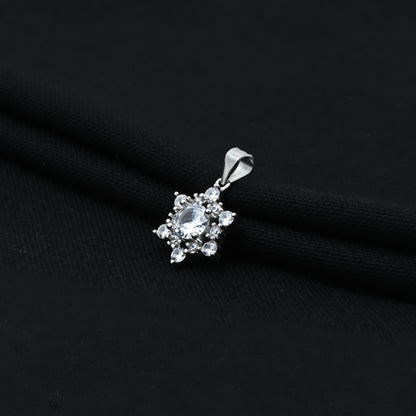 Charming silver pendant with a delicate ice crystal shape and sparkling CZ stones for girls