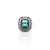 925 Silver Square Synthetic Columbian Emerald Ring for Women