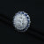 Stylish square design silver ring embellished with vibrant blue stones