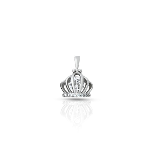 925 silver pendant featuring a crown design with a central CZ stone for girls