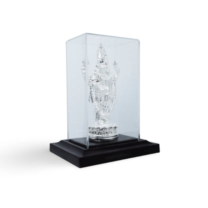 Elegant Silver Lord Venkateswara Idol in Glass Frame - Tirupati Balaji Design