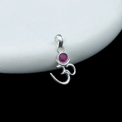 Silver Om Chand Pendant with Chain