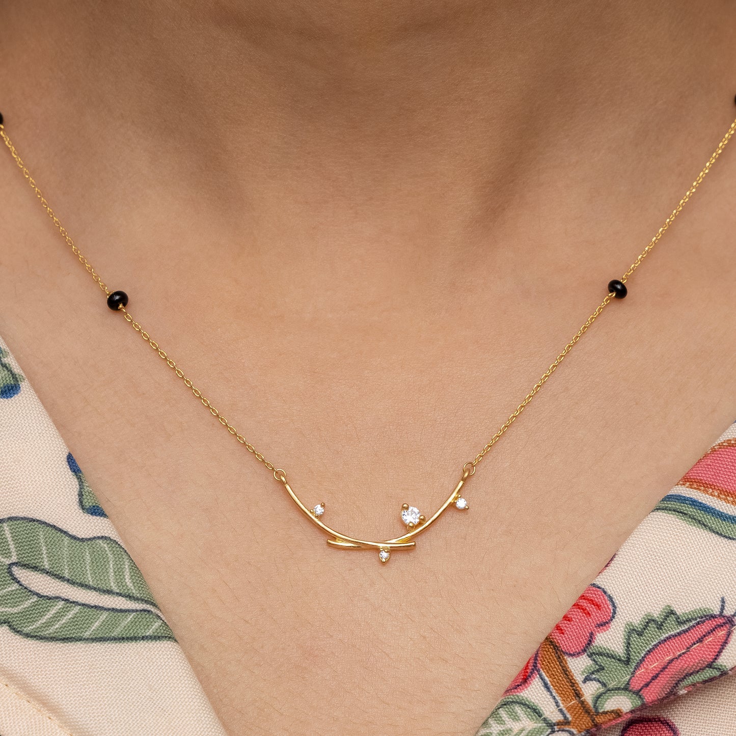 Modern Silver Mangalsutra with Accents