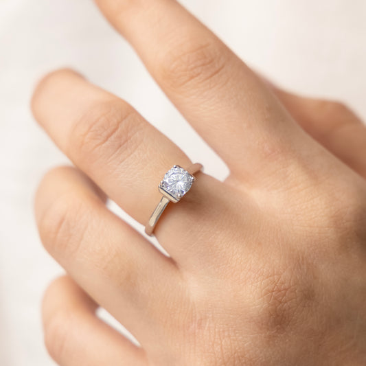 Silver Solitaire Ring with Hidden Heart