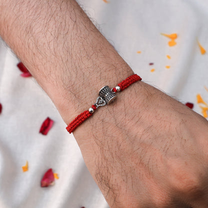 Lord Shiva Trishul Damru Silver Rakhi