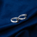 Black-Detail Flower Bud Silver Toe Ring.