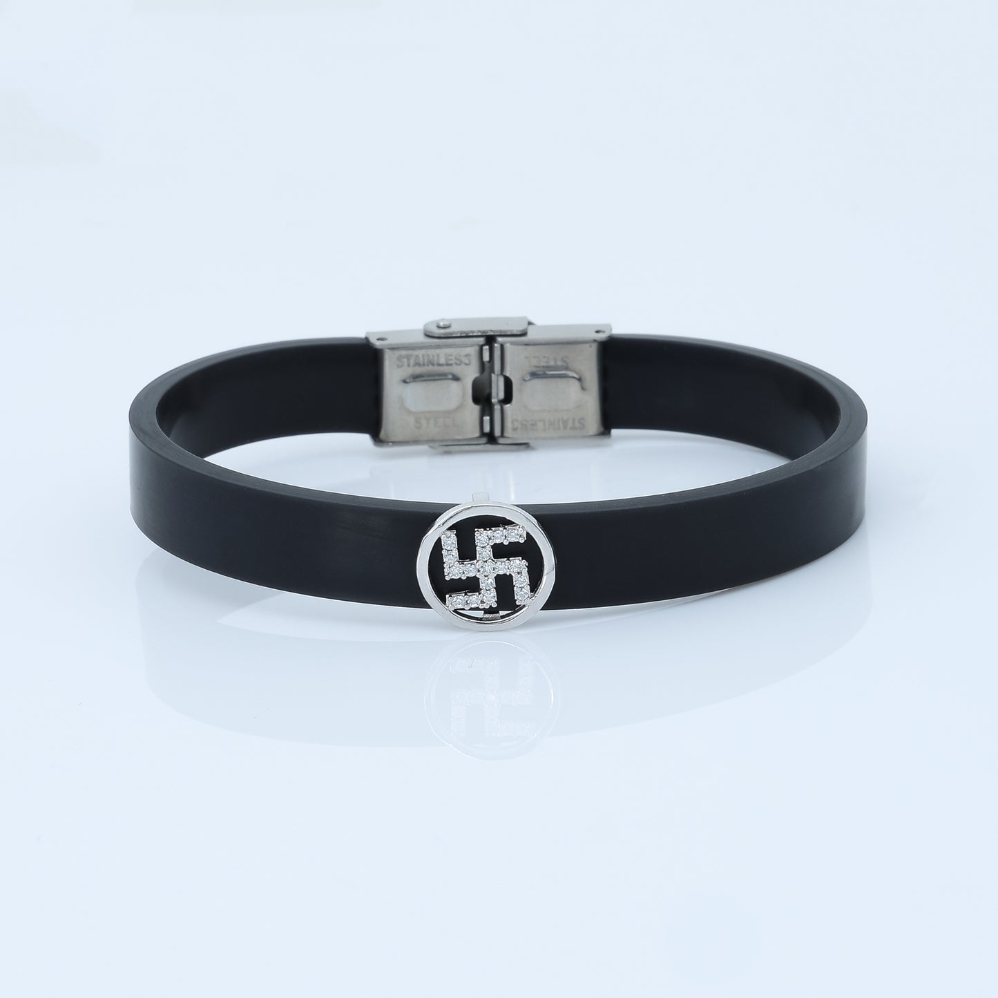 Classic Men's Silver Swastik Wristband