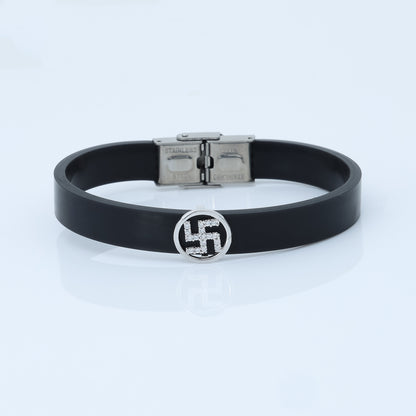 Classic Men's Silver Swastik Wristband