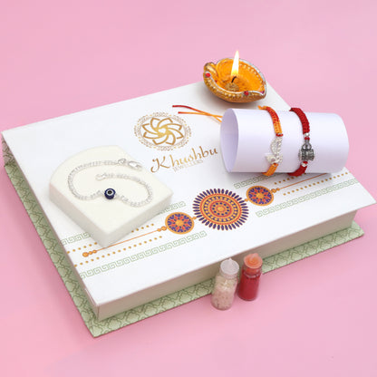 Spiritual God Silver Rakhi Set