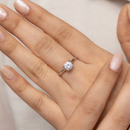 Silver Solitaire Ring with Hidden Heart