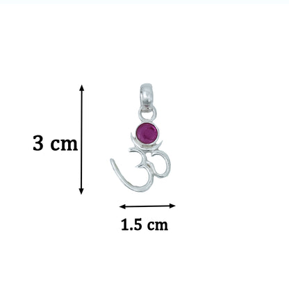 Silver Om Chand Pendant with Chain
