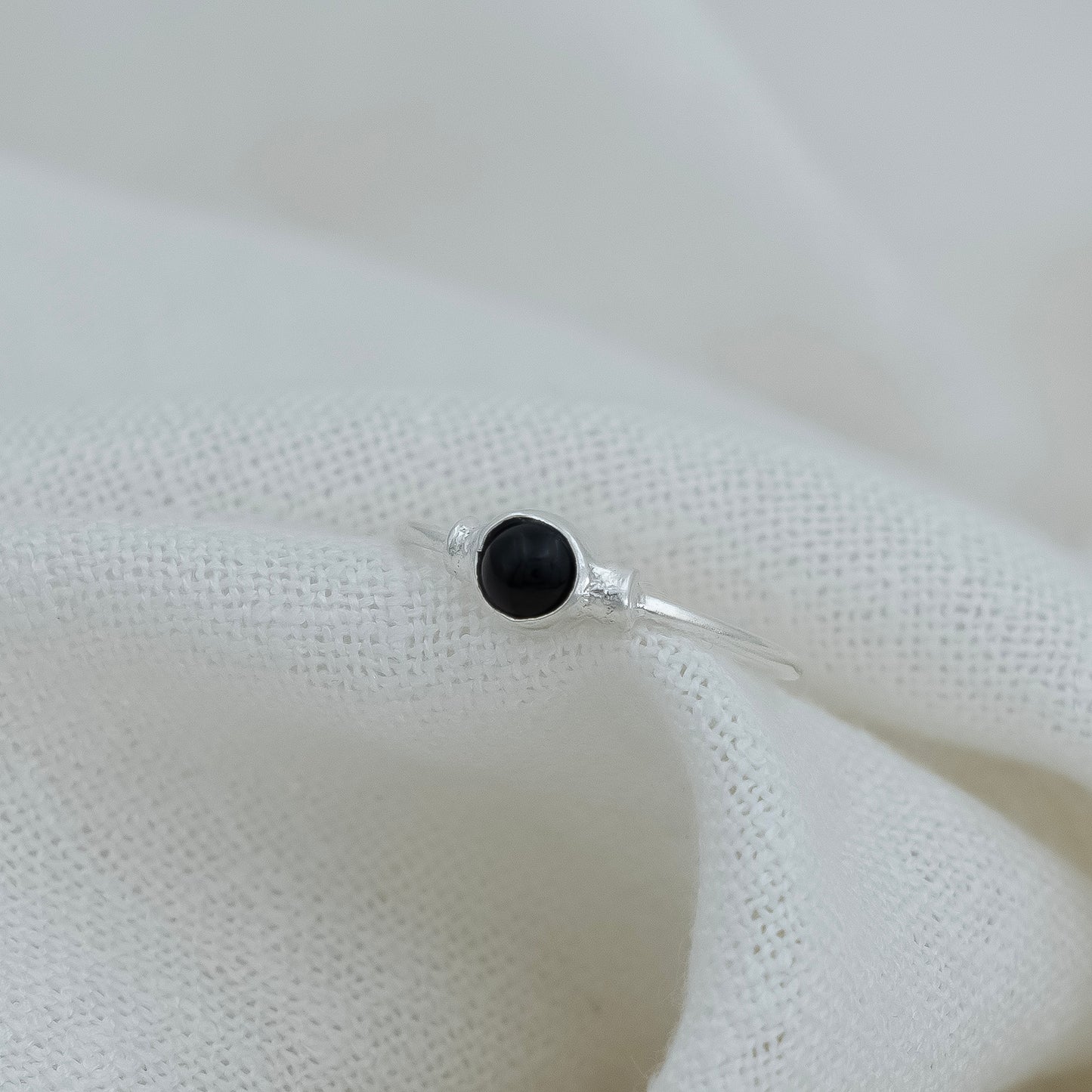 Elegant Baby Silver Ring with Black Stone